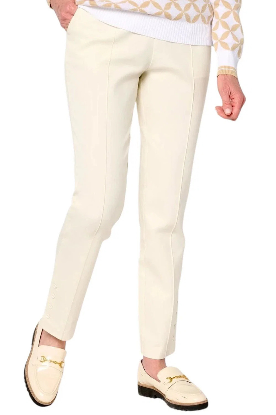 Isaac Mizrahi Live! Women's 24/7 Stretch Slim Straight Leg Pants Cream - Petite